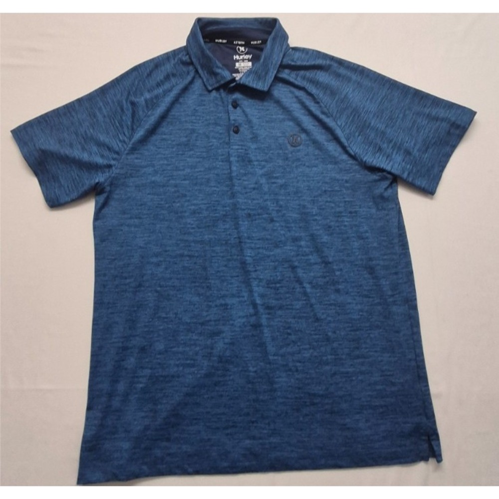 Hurley men's blue heathered short sleeve polo shirt sz. M golf